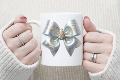 Cute Christmas coquette bows design|Blue bow T-shirt clipart Product Image 3