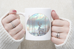 Christmas deer round design| Blue Iridescent T-shirt clipart Product Image 3