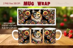 Flower cat Mug Sublimation png| Flowers cat |Art cat bouquet Product Image 1