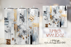 3D strokes gold &amp; gray paint straight tumbler 20oz wrap png Product Image 1