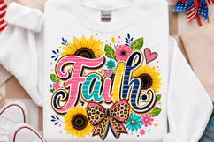Faith Sunflower Leopard Bow PNG Product Image 1