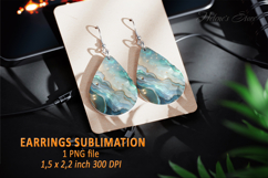 Gold Aquamarine Ocean earrings design| Teardrop earring png Product Image 1