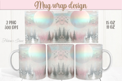 Pastel Christmas mug wrap png | Silver scene mug sublimation Product Image 1