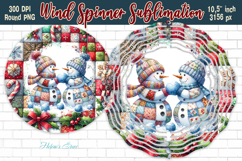 Patchwork Christmas Snowmen Wind Spinner sublimation design Product Image 1