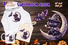 Cute Halloween clipart | Kawaii black cat sublimation design Product Image 3
