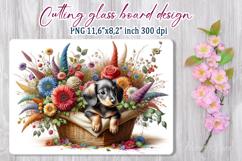 Cute puppy dog in flowers basket cutting glass board designs Product Image 1
