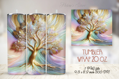 Fantasy Golden Tree tumbler 20oz wrap sublimation design png Product Image 1