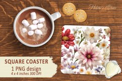 Floral bouquet square Coaster sublimation | Coaster square Product Image 2