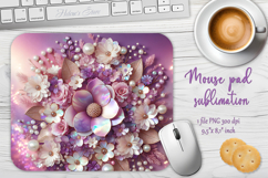 Iridescent lilac 3D floral mouse pad sublimation design png Product Image 1