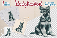Cute vintage dog clipart | Retro dog breed design png Product Image 1