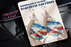 USA Patriotic teardrop earrings sublimation design png Product Image 1
