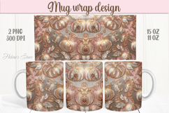 Happy Halloween day mug wrap design png | Pink gold pumpkin Product Image 1