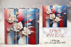 USA Patriotic tumbler wrap 20oz| 4th of July rose flowers Product Image 1