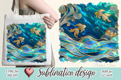 Blue ocean gold and pearl sublimation designs png | Sea life Product Image 1
