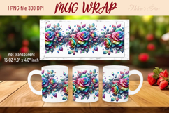 Bright Rainbow rose pattern mug wrap sublimation design png Product Image 1