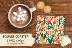 Flowers pattern square Coaster | Sublimation coaster square Product Image 1