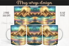 Fantasy mountains iridescent design mug wrap 15oz 11oz png Product Image 1