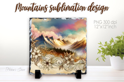 Magic mountains slate design png | Fanatsy night landscape Product Image 1
