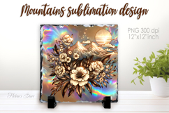 Magic mountains slate design png | Fanatsy night landscape Product Image 1