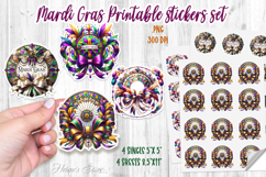 Mardi Gras coquette bow printables stickers and sheet Product Image 1