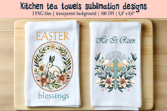 Easter cross with flowers kitchen tea towel sublimation png Product Image 1