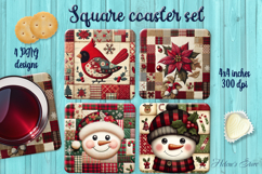 Christmas Rustic Patchwork square coasters wrap sublimation Product Image 1