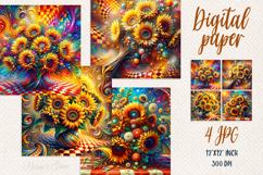 Cute sunflowers bouquet digital paper|Scrap booking graphics Product Image 1