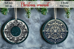 Christmas vintage round ornament sublimation designs PNG Product Image 1