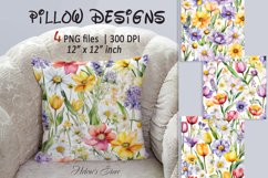 Spring flower pillow design | Watercolor Floral sublimation Product Image 1
