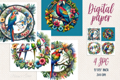 Cute Tropical bird digital paper | Scrap booking graphics Product Image 1