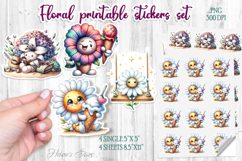 Funny flowers Sticker Design |Cute summer stickers template Product Image 1