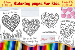 Happy Mother's Day Coloring Book Pages jpeg | Heart for mom Product Image 1
