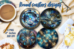 Fantasy Cosmic sky pearl round coaster sublimation designs Product Image 1