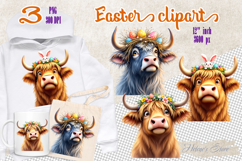Easter highland cows Sublimation designs | Farmhouse clipart Product Image 1