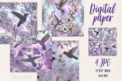 Hummingbird lilac pearl digital paper|Scrap booking graphics Product Image 1