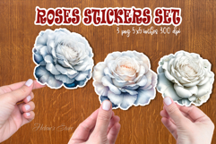 Watercolor rose flower printables stickers | White roses png Product Image 1