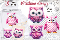 Pink Christmas crochet yarn toy clipart|Cute sublimation png Product Image 1
