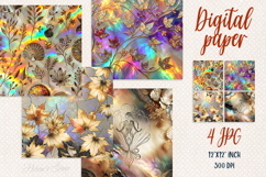 Colorful leaves digital paper| Forest Scrap booking graphics Product Image 1
