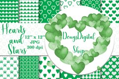 Green heart, stars patterned, green, white, stars, OFF, SALE Product Image 1