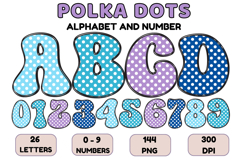 Polka Dots Alphabet Letters &amp; Numbers Clipart PNG 300DPI Product Image 1