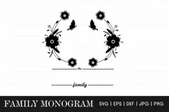 Family monogram SVG - Floral Family Name Sign Monogram Frame Product Image 2