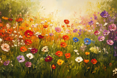 Oil Painting of Wildflowers Background Wallpaper Product Image 1