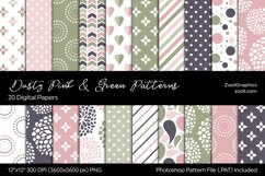 Dusty Pink &amp; Green Digital Papers Product Image 1