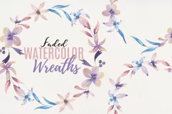 Purple Floral Watercolor Wreaths Garlands Border Ombre Fade Product Image 1