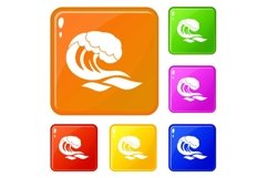 Wave icons set vector color Product Image 1