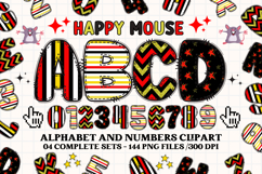 Happy Mouse Alphabet Clipart, happy mouse letters doodle Product Image 1