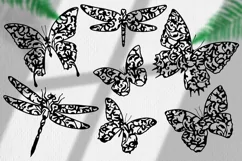 Butterflies and dragonflies silhouettes for paper cut Product Image 5