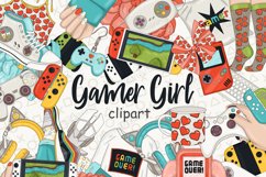 Gamer Girl CLIPART Relax Lazy Wine Books For Planner Set PNG Product Image 1