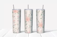 Delicate Roses sublimation design. Skinny tumbler wrap Product Image 2