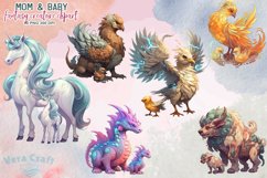 Mom&amp;Baby Fantasy Creature Watercolor Clipart - 10 Variations Product Image 1
